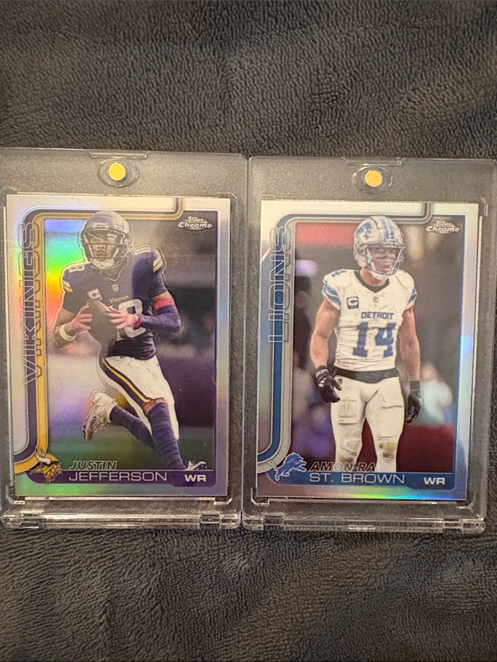 Justin Jefferson & Amon Ra St. Brown Topps chrome refractor cards
